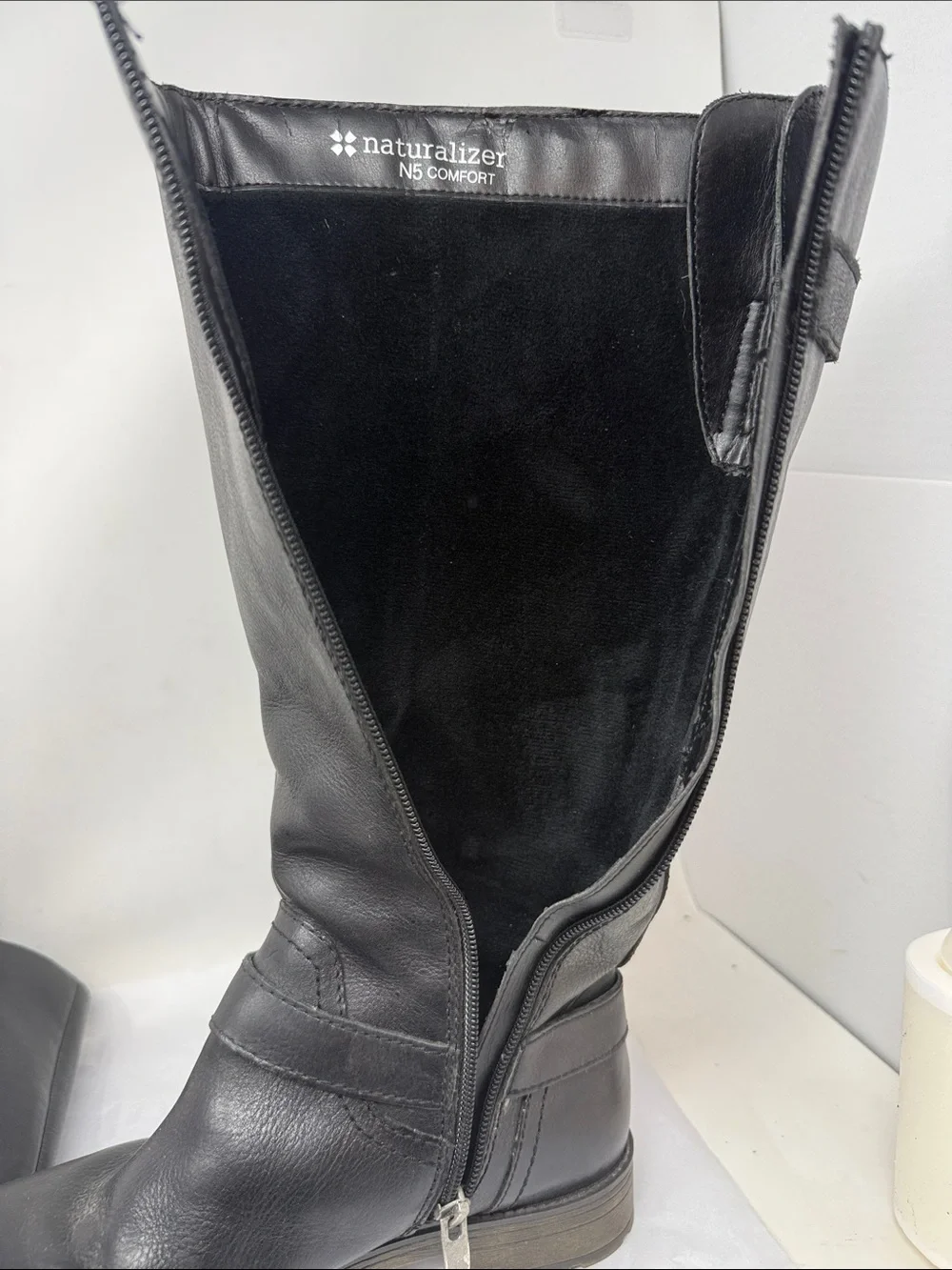 Naturalizer N5 Comfort Tanita Black Leather Riding Boots equestrian Lug soles